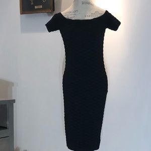 Michael Kors Black Off the Shoulder MIDI Dress Sz M